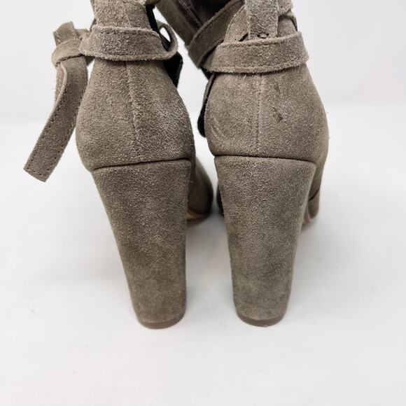 Steve Madden Womens 7 Taupe Loreen Suede Leather Tie Strap Ankle Booties Almond - Picture 8 of 12